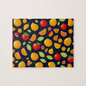 Sinaasappel, geel, rood en groen fruit legpuzzel (Horizontaal)