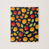 Sinaasappel, geel, rood en groen fruit legpuzzel (Verticaal)
