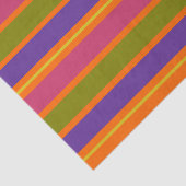 Sinaasappel, geel, rood, groen en Paars strepen Tissuepapier (Detail)