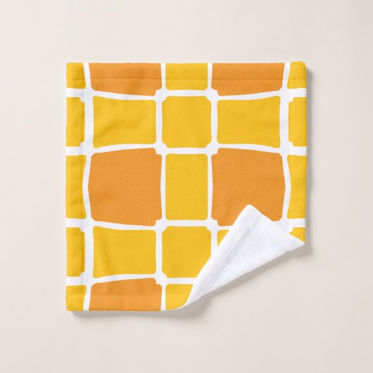 sinaasappel geel Vierkantjes Vet asymmetrisch Bad Handdoek (Wasdoekje)