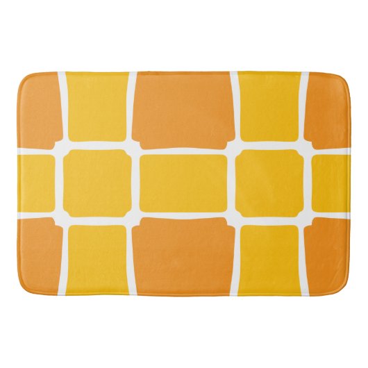 sinaasappel geel Vierkantjes Vet asymmetrisch Badmat (Voorkant)