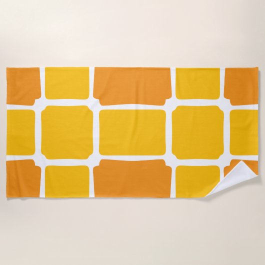 sinaasappel geel Vierkantjes Vet asymmetrisch Strandlaken (Voorkant)