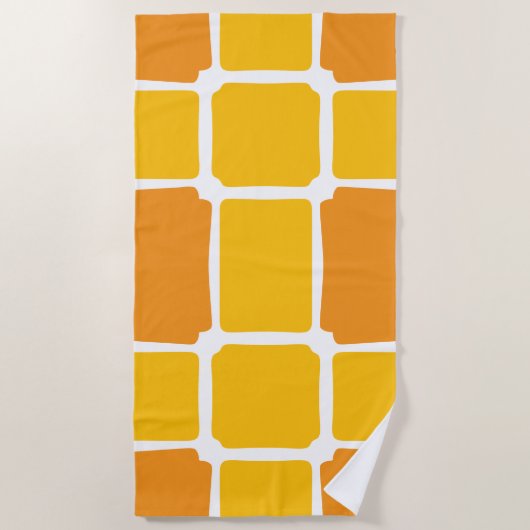 sinaasappel geel Vierkantjes Vet asymmetrisch Strandlaken (Voorkant)