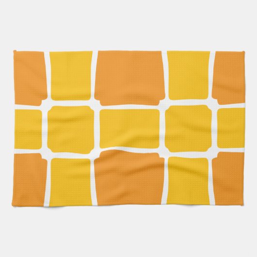 sinaasappel geel Vierkantjes Vet asymmetrisch Theedoek (Horizontaal)