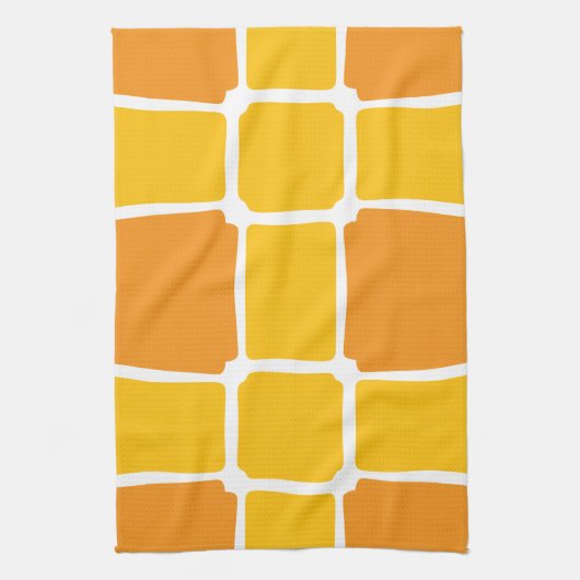 sinaasappel geel Vierkantjes Vet asymmetrisch Theedoek (Verticaal)