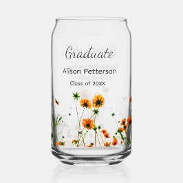 Sinaasappel geel wilde bloemen modern graduatie ru blikvorm glas