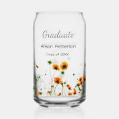 Sinaasappel geel wilde bloemen modern graduatie ru blikvorm glas (Achterkant)