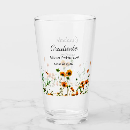 Sinaasappel geel wilde bloemen modern graduatie ru glas (Voorkant)