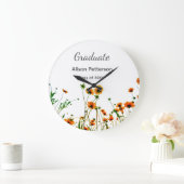 Sinaasappel geel wilde bloemen modern graduatie ru grote klok (Huis)