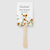 Sinaasappel geel wilde bloemen modern graduatie ru handwaaier (Achterkant)