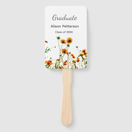 Sinaasappel geel wilde bloemen modern graduatie ru handwaaier (Voorkant)