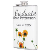 Sinaasappel geel wilde bloemen modern graduatie ru heupfles (Links)