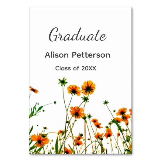 Sinaasappel geel wilde bloemen modern graduatie ru kaart (Voorkant)