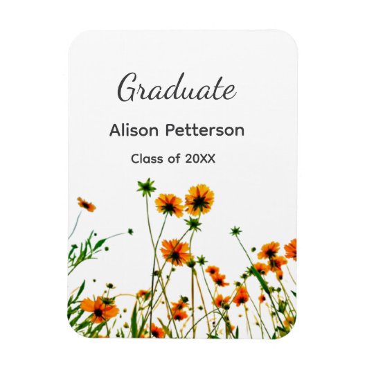 Sinaasappel geel wilde bloemen modern graduatie ru magneet (Verticaal)