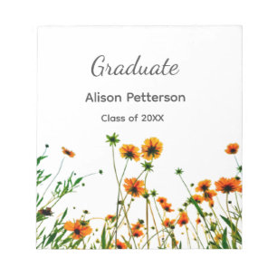 Sinaasappel geel wilde bloemen modern graduatie ru notitieblok