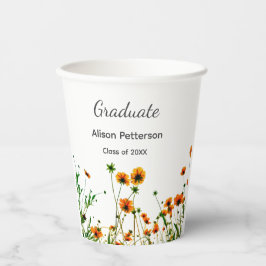 Sinaasappel geel wilde bloemen modern graduatie ru papieren bekers