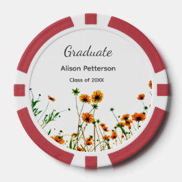 Sinaasappel geel wilde bloemen modern graduatie ru poker chips