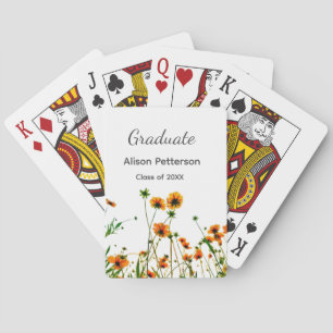 Sinaasappel geel wilde bloemen modern graduatie ru pokerkaarten