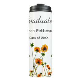 Sinaasappel geel wilde bloemen modern graduatie ru thermosbeker