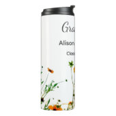 Sinaasappel geel wilde bloemen modern graduatie ru thermosbeker (Gedraaid links)