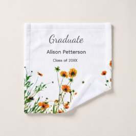 Sinaasappel geel wilde bloemen modern graduatie ru washandje