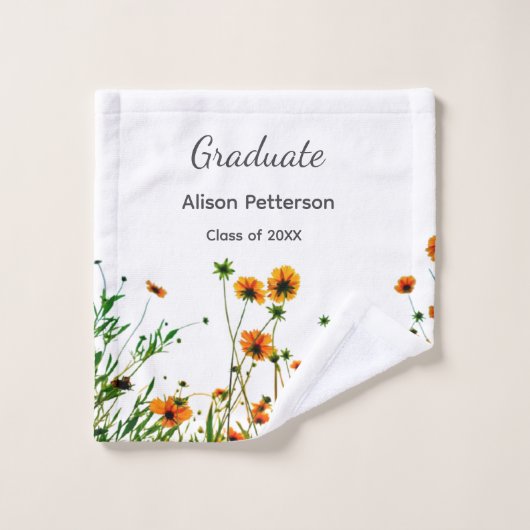 Sinaasappel geel wilde bloemen modern graduatie ru washandje (Wasdoekje)