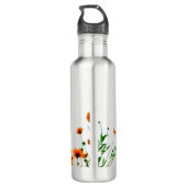 Sinaasappel geel wilde bloemen modern graduatie ru waterfles  (Achterkant)