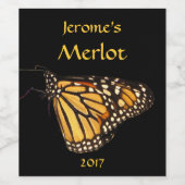 Sinaasappel Geel Zwart Monarch Vlinder Wijn Label Wijn Etiket (Enkel label)