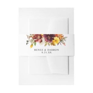 Sinaasappel & Geelgouden Herfst Bloemen 2 Uitnodigingen Wikkel