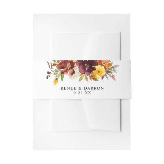 Sinaasappel & Geelgouden Herfst Bloemen 2 Uitnodigingen Wikkel (Voorkant Voorbeeld)