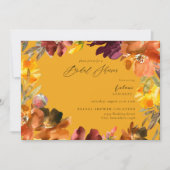 Sinaasappel & Geelgouden Herfst Bloemen Vrijgezell Kaart (Voorkant)