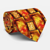 Sinaasappel, gekleurd, bruin, rechthoekige borden stropdas (Opgerold)