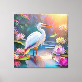 Sinaasappel Gekochte Witte Heron Fantasy Vogel Canvas Afdruk (Voorkant)