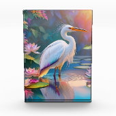 Sinaasappel Gekochte Witte Heron Fantasy Vogel Fotoblokken (Voorkant)