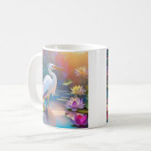 Sinaasappel Gekochte Witte Heron Fantasy Vogel Koffiemok (Voorkant links)