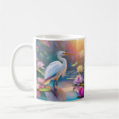 Sinaasappel Gekochte Witte Heron Fantasy Vogel Koffiemok (Links)