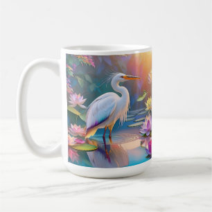 Sinaasappel Gekochte Witte Heron Fantasy Vogel Koffiemok