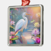 Sinaasappel Gekochte Witte Heron Fantasy Vogel Metalen Ornament (Links)