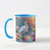Sinaasappel Gekochte Witte Heron Fantasy Vogel Mok (Links)