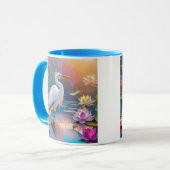 Sinaasappel Gekochte Witte Heron Fantasy Vogel Mok (Voorkant links)