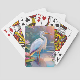 Sinaasappel Gekochte Witte Heron Fantasy Vogel Pokerkaarten