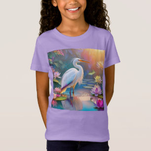 Sinaasappel Gekochte Witte Heron Fantasy Vogel T-shirt