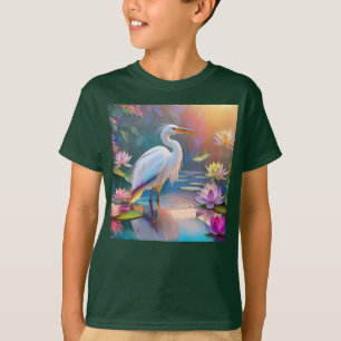 Sinaasappel Gekochte Witte Heron Fantasy Vogel T-shirt