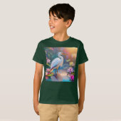 Sinaasappel Gekochte Witte Heron Fantasy Vogel T-shirt (Voorkant volledig)