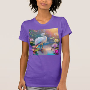 Sinaasappel Gekochte Witte Heron Fantasy Vogel T-shirt