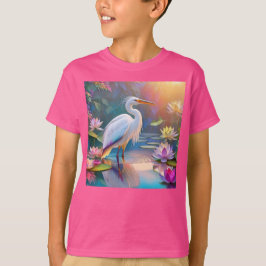 Sinaasappel Gekochte Witte Heron Fantasy Vogel T-shirt