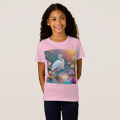 Sinaasappel Gekochte Witte Heron Fantasy Vogel T-shirt (Voorkant volledig)