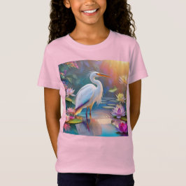 Sinaasappel Gekochte Witte Heron Fantasy Vogel T-shirt