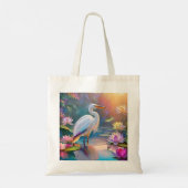 Sinaasappel Gekochte Witte Heron Fantasy Vogel Tote Bag (Achterkant)