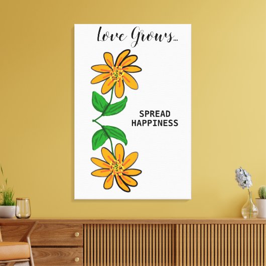 Sinaasappel Gele Bloemen Liefde Groeit Canvas Afdruk (Insitu (Woonkamer))